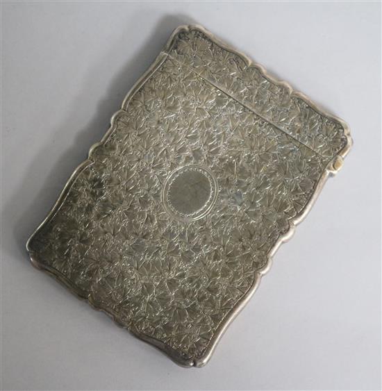 A Victorian engraved silver card case by Frederick Marson, Birmingham, 1882, 97mm.